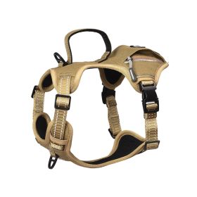 PETMARVEL High-Perfomance Tactical Dog Harness With Poop Bag Holder, No Pull Front Clip & Metal Buckles, Brown S (Option: Brown-Medium)